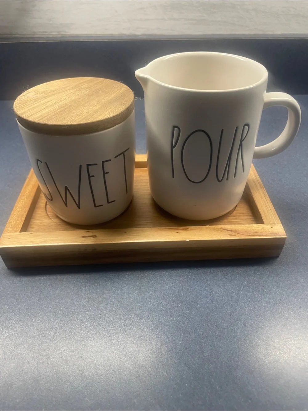 Rae Dunn 'Pour' Cream Pitcher with 'Sweet' Canister - Cream